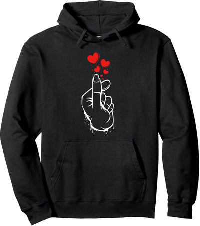 Kpop Finger Herz Zeichen Koreanische Musik Pop Hangul Korea Pullover Hoodie