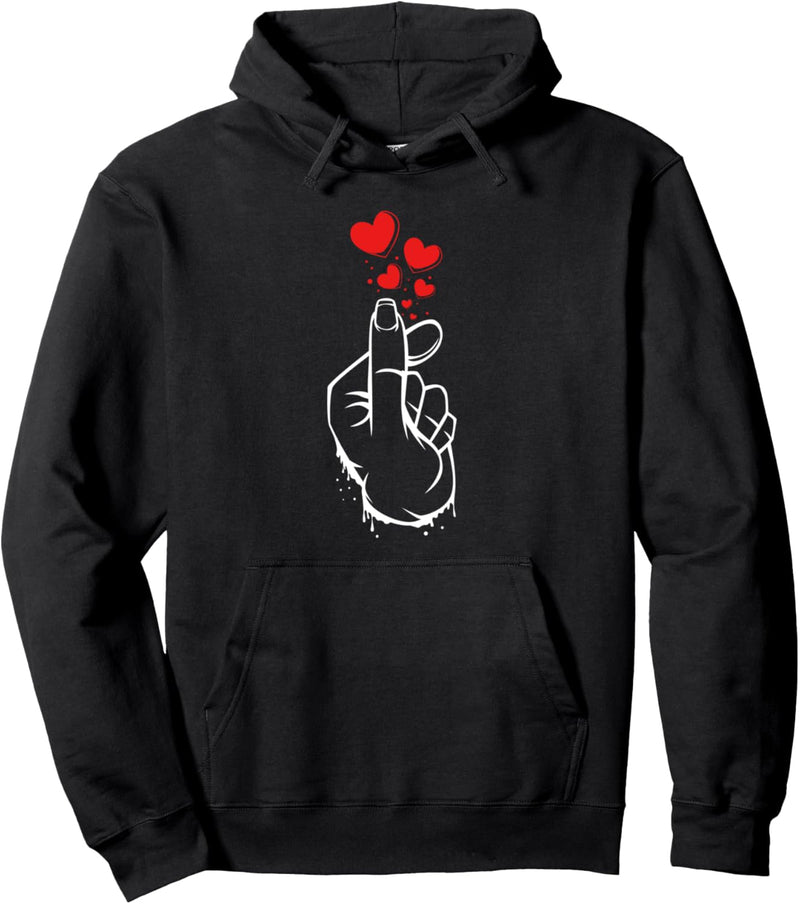 Kpop Finger Herz Zeichen Koreanische Musik Pop Hangul Korea Pullover Hoodie
