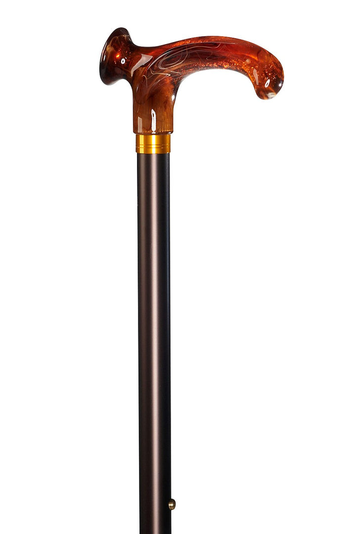 Design Gehstock Relax Bernstein anatomisch geformter Griff, Stock Leichtmetall, Bronze Satin Finish,