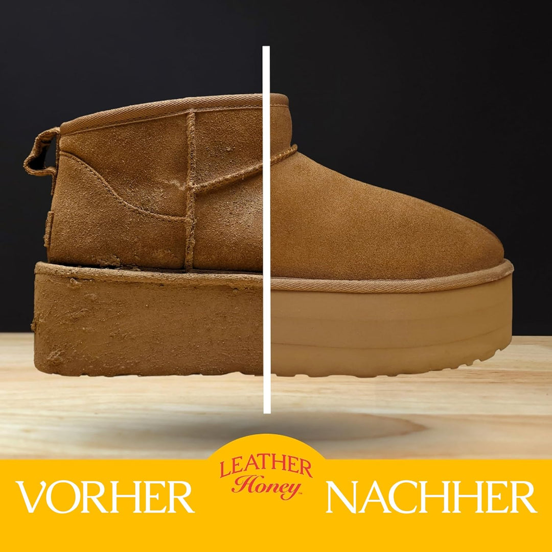 LEATHER Honey Suede & Nubuck Care Kit: Cleaner, Protector, Suede Brush & Eraser: Clean, Protect & Re