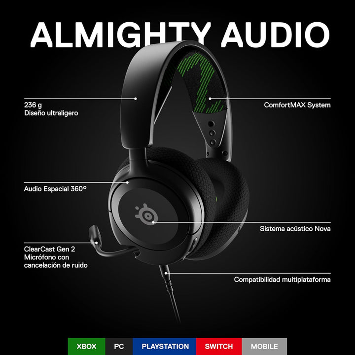SteelSeries Arctis Nova 1X Gaming-Headset – Signature Arctis Sound – ClearCast Gen 2 Mic – Xbox Seri