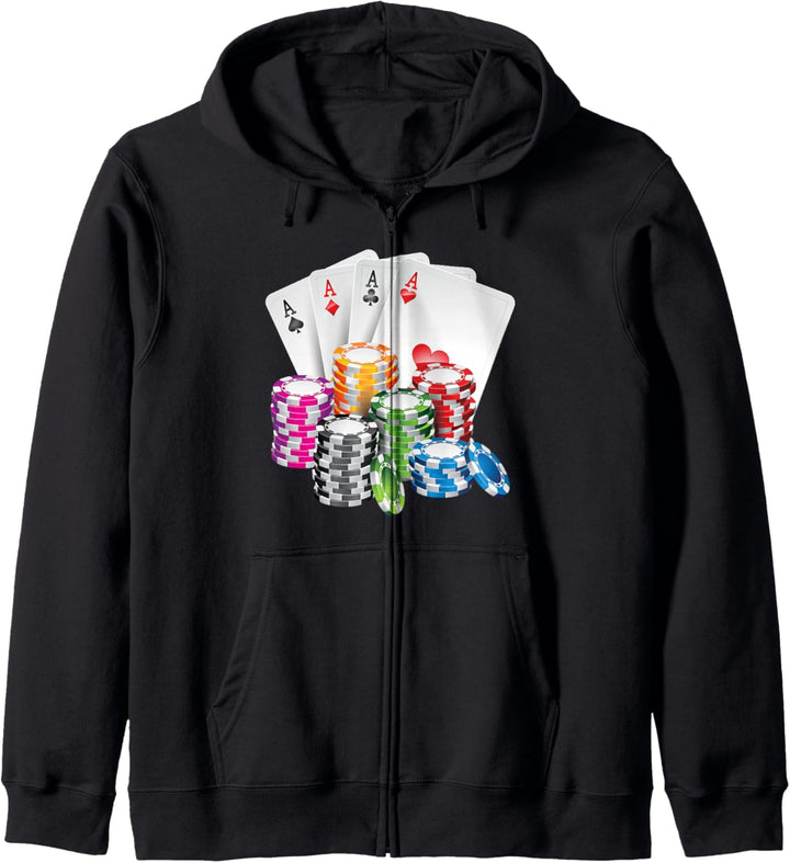 Poker Glücksspiel Spiel Karten Chips Casino Pokern Holdem Kapuzenjacke