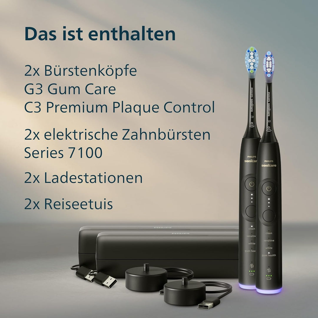 Philips Sonicare 7100 elektrische Zahnbürste, Schallzahnbürste mit App, 4 Putzmodi und 3 Intensitäts