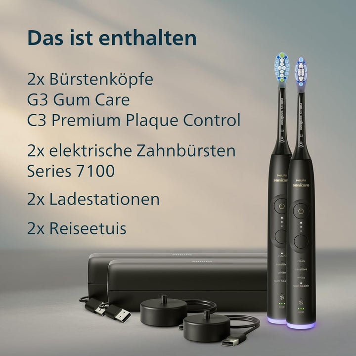 Philips Sonicare 7100 elektrische Zahnbürste, Schallzahnbürste mit App, 4 Putzmodi und 3 Intensitäts