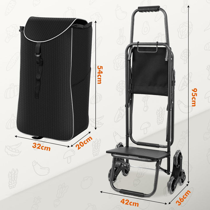 Sararoom 3 in1 Einkaufstrolley - 40L Trolley klappbar, Abnehmbare & regenfeste Tasche, Einkaufswagen