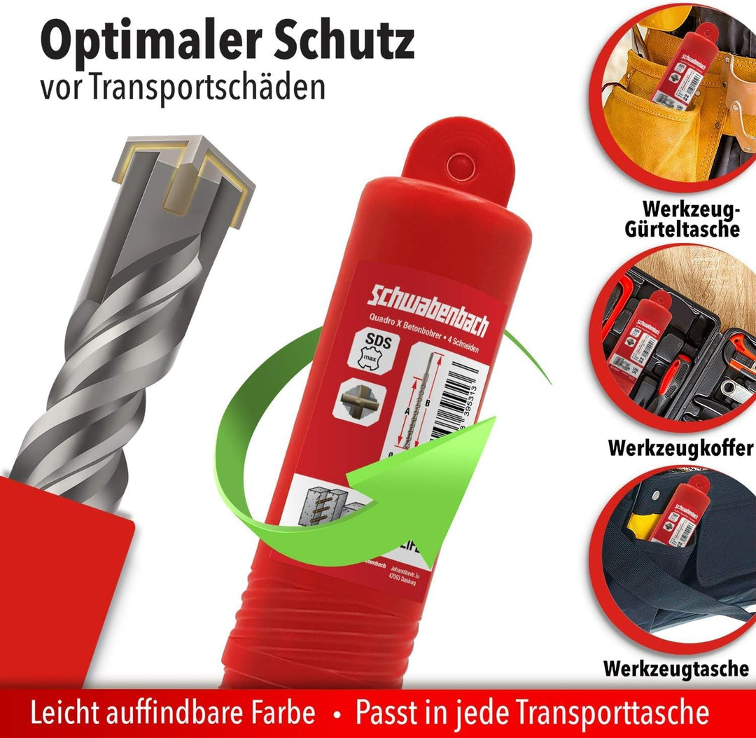 SCHWABENBACH ® SDS Max Bohrer 20mm x 480 x 600 - Betonbohrer - Präzises & schnelles Bohren in Beton