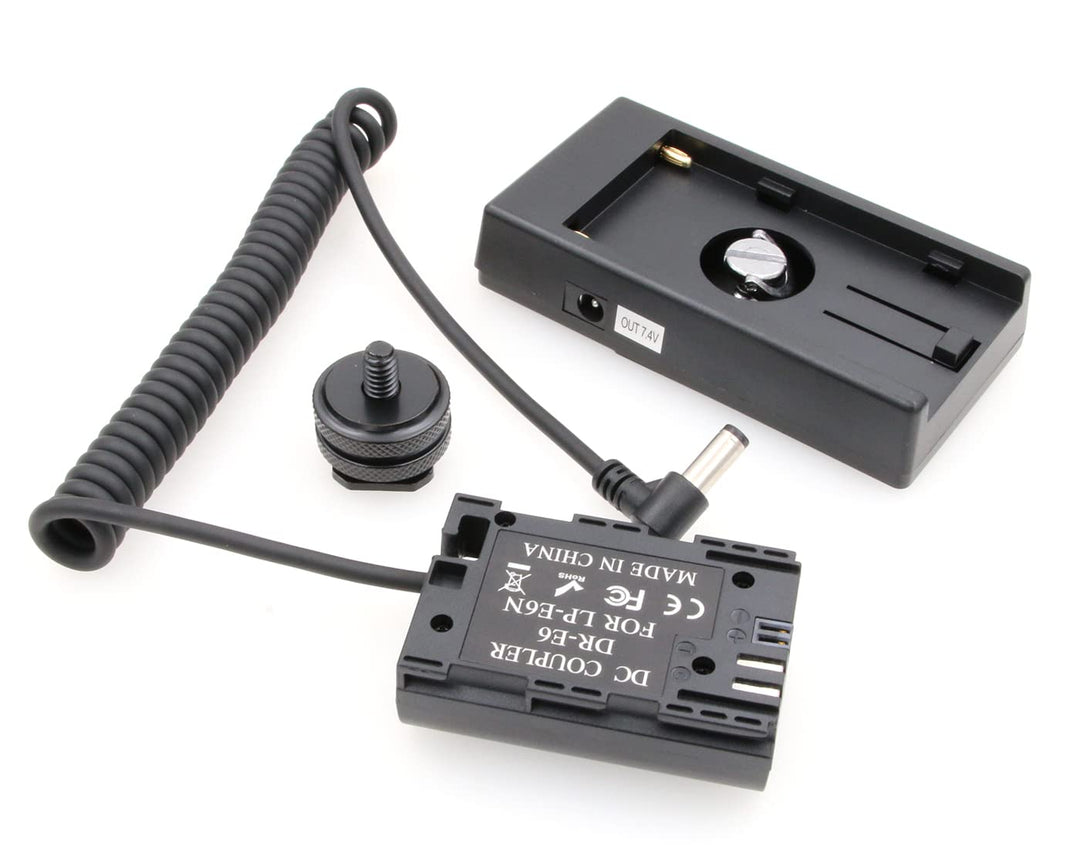 ZBLZGP NP-F970 Batterieplattenhalter Adapter + LP-E6 Dummy Akku Kupplung für Canon Eos 5D Mark II II