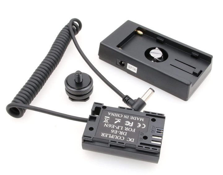 ZBLZGP NP-F970 Batterieplattenhalter Adapter + LP-E6 Dummy Akku Kupplung für Canon Eos 5D Mark II II