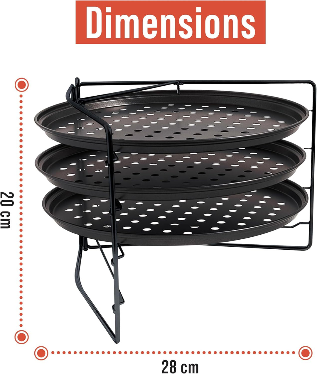 Chef Pomodoro Pizzablech – Pizzablech Rund – Pizza Blech – 3er Set - antihaft gelochte Pizzapfanne a