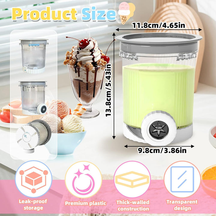 2 Stück Ersatz Behälter Kompatibel mit Ninja Creami Swirl NC700 NC701EU Serie, 480 ml Eisbehälter Ei