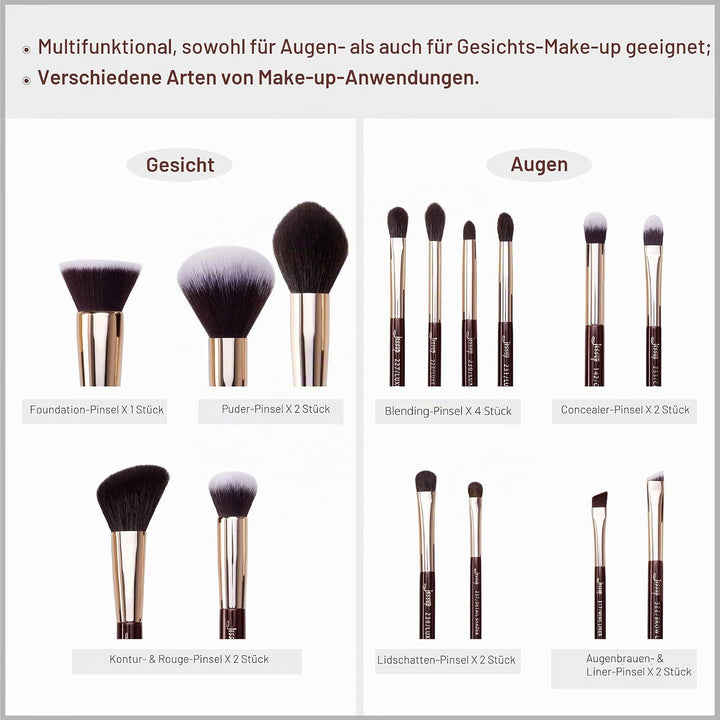 Jessup Pinselset 15 Stk Makeup Pinsel Set Kosmetik Schminkpinsel Augen Gesichts Pinsel Puder Lidscha