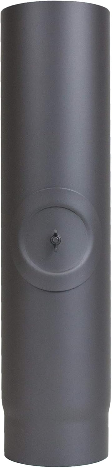LANZZAS Ofenrohr 500 mm Verlängerung mit Tür - im Durchmesser Ø 120 mm - Farbe: gussgrau - Rauchrohr
