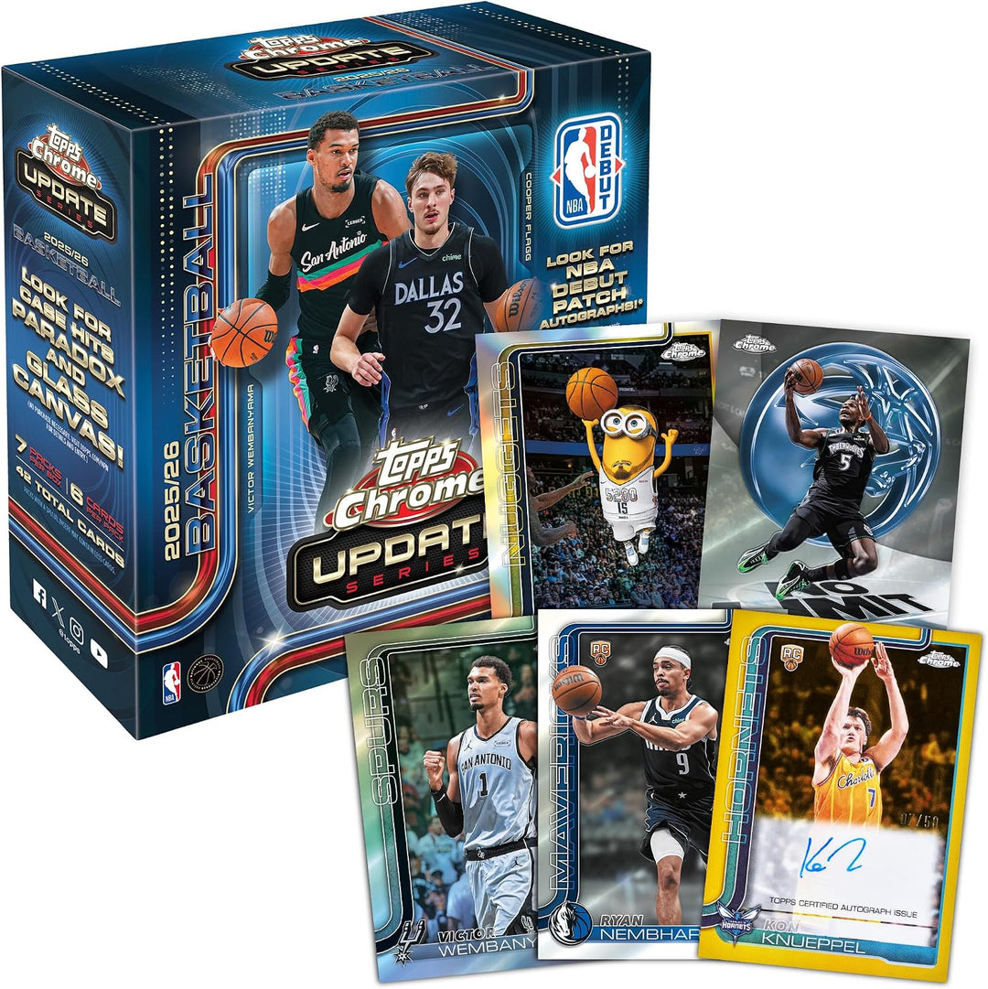 2025-26 Topps Chrome-Updates NBA-Basketball, werksseitig versiegelt, Mega-Box