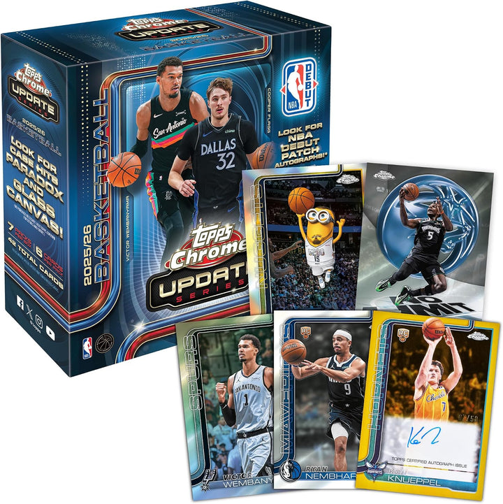 2025-26 Topps Chrome-Updates NBA-Basketball, werksseitig versiegelt, Mega-Box