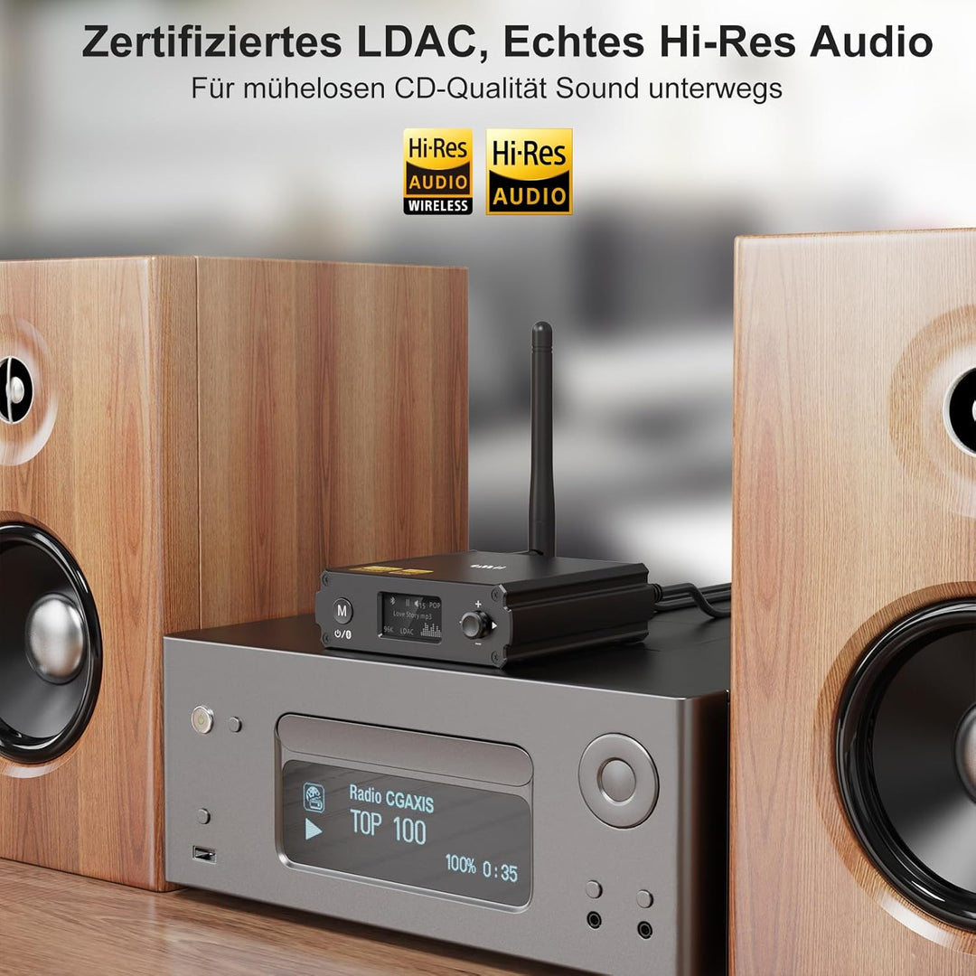 1Mii DS220 Bluetooth 5.1 HiFi Receiver mit OLED-Display & EQ-Modus – LDAC & aptX HD/Low Latency, Aud