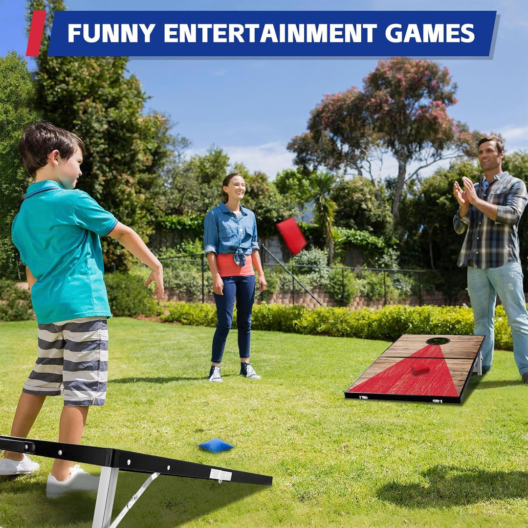 NZQXJXZ 3 x 2FT Aluminium Cornhole Set Outdoor, 2 in 1 Cornhole Game mit 8 Sitzsäcken & Tragetasche
