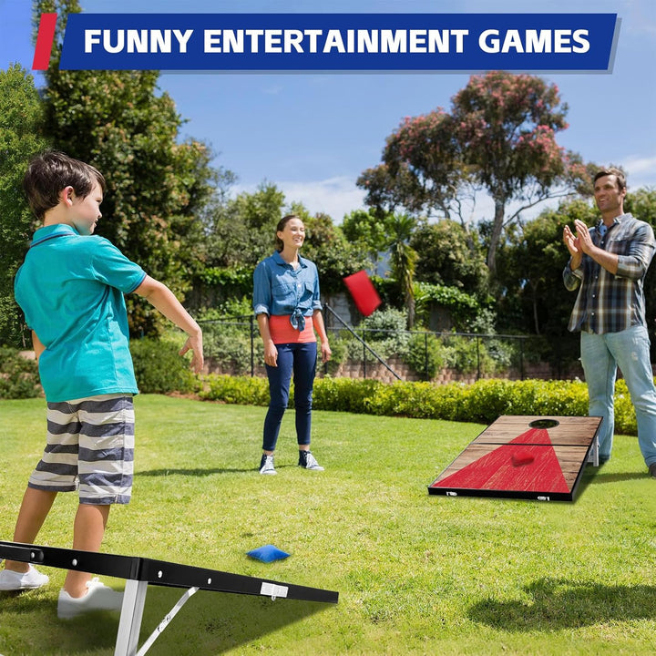NZQXJXZ 3 x 2FT Aluminium Cornhole Set Outdoor, 2 in 1 Cornhole Game mit 8 Sitzsäcken & Tragetasche