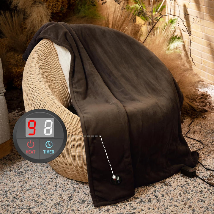 GOTCOZY Wärmedecke Heizdecke 130x180 cm – Ein Knopf Wärmedecke Elektrisch mit 10 Heizstufen & 9-Stun