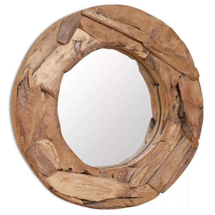 Wandspiegel Teak Spiegel Holzrahmen Wanddekoration Badspiegel mit Massivholz-Rahmen aus Teakholz Nat