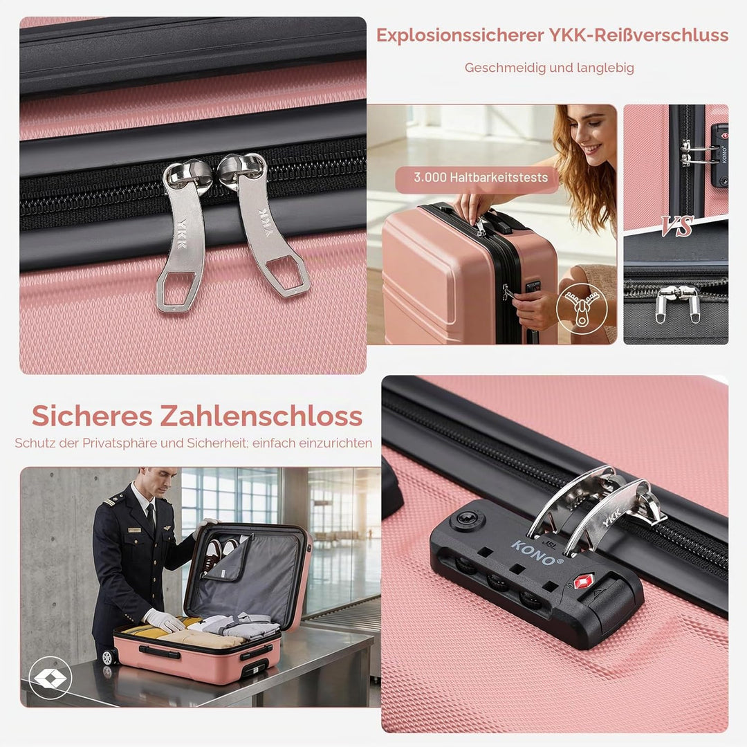 KONO Koffer & Trolleys Mittelgross 24 Zoll Leicht ABS+PC Hartschalenkoffer mit TSA-Schloss Reisekoff