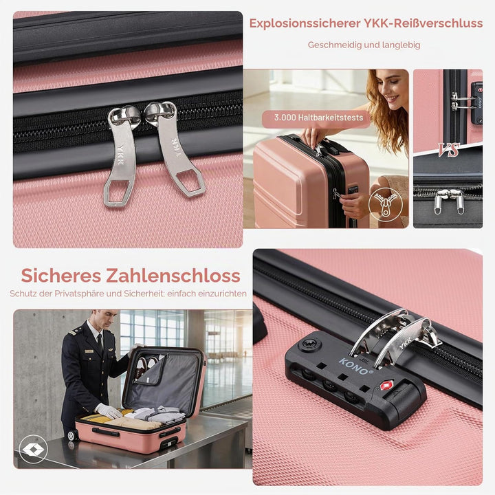 KONO Koffer & Trolleys Mittelgross 24 Zoll Leicht ABS+PC Hartschalenkoffer mit TSA-Schloss Reisekoff