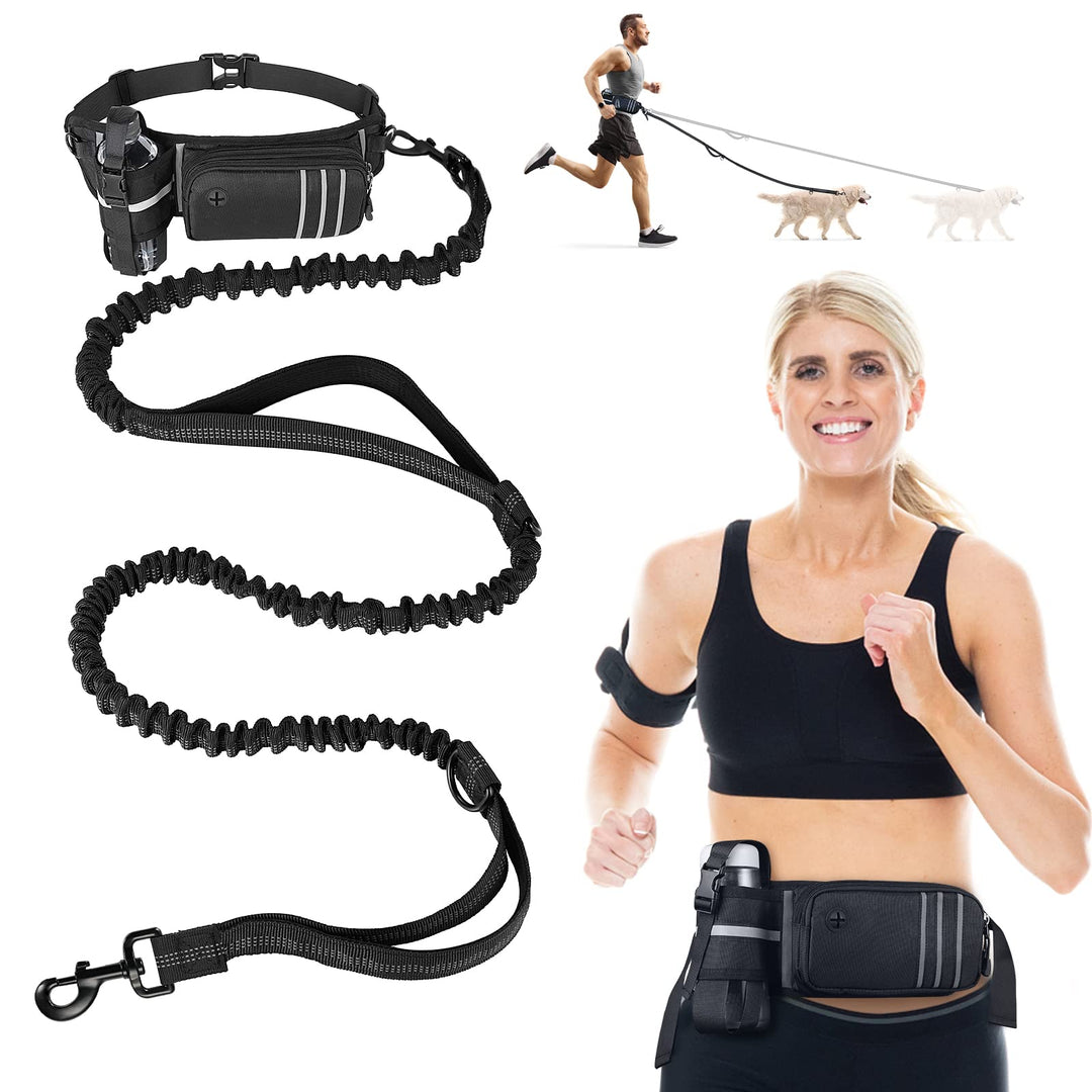Joggingleine für Hunde,Heelay Gürteltasche zum Laufen Joggen Wandern und Normale Hundeleine für Gros