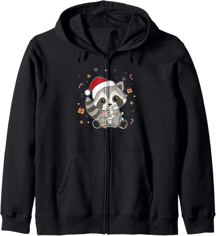 Waschbär Weihnachten weihnachtstiere Lichterkette Waschbären Kapuzenjacke