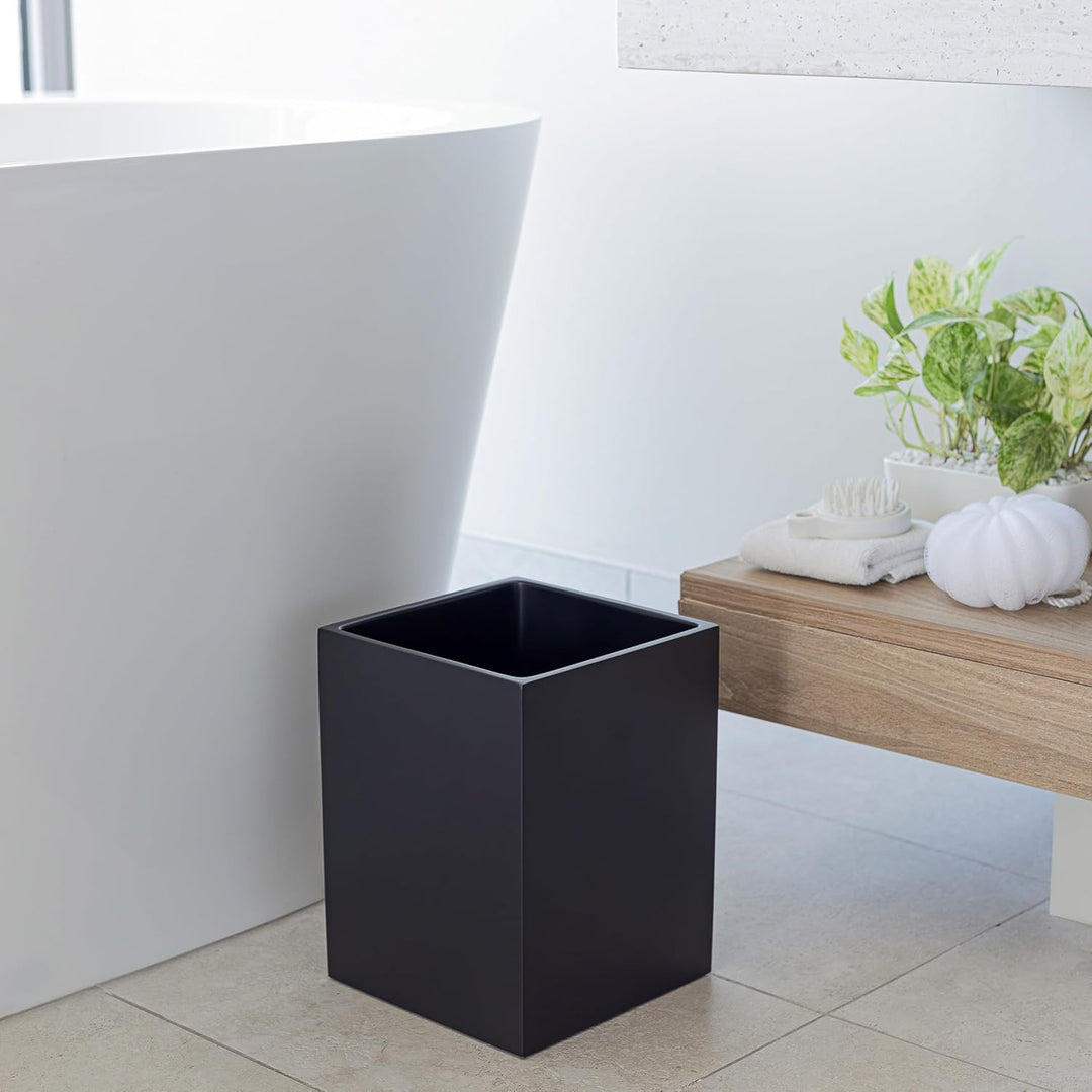 YEW DESIGN Kleiner Eckiger Mülleimer in Schwarz Matt, 7,5 L / 2 Gallonen – Papierkorb für Zuhause, B