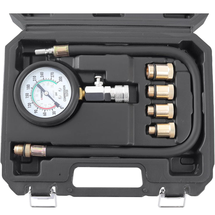 TECPO Kompressionstester für Benzin Motor 0-20 Bar Kompression Prüfer messen Werkzeug