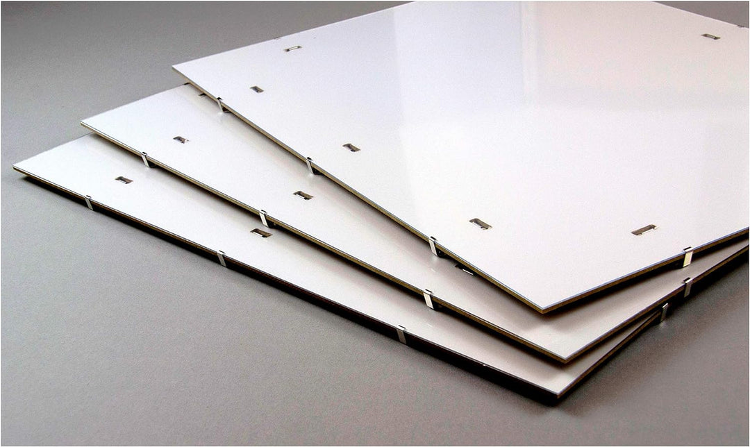 ideenwelt24 Rahmenloser Bildtrager clipframe 33 x 98 cm mit weisser Rückwand und 2 mm klarem Kunstgl
