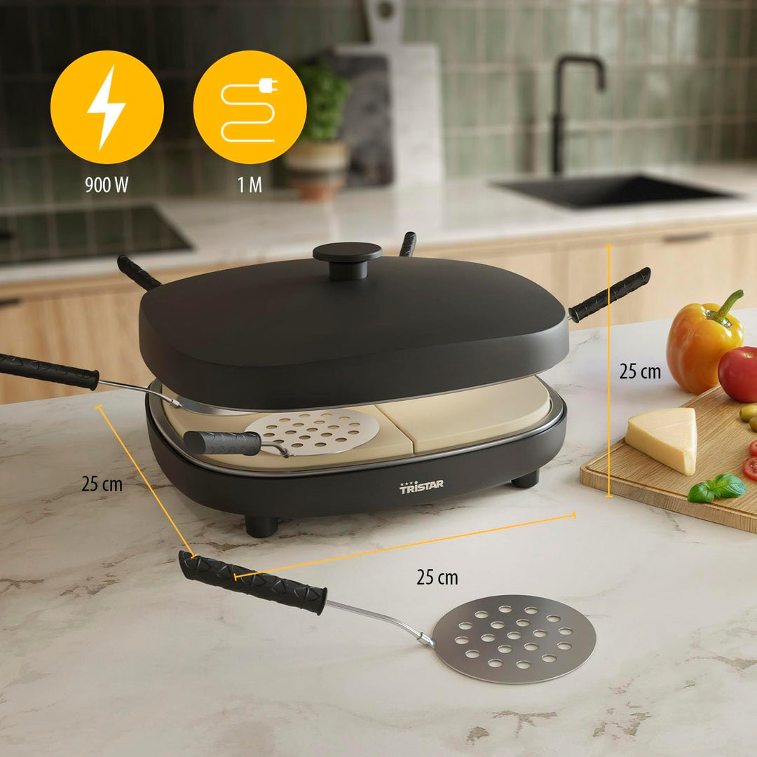 Tristar Pizzaofen für 6 Personen, 32x32 cm Backfläche, 1200W, Automatische Temperaturkontrolle, Kera