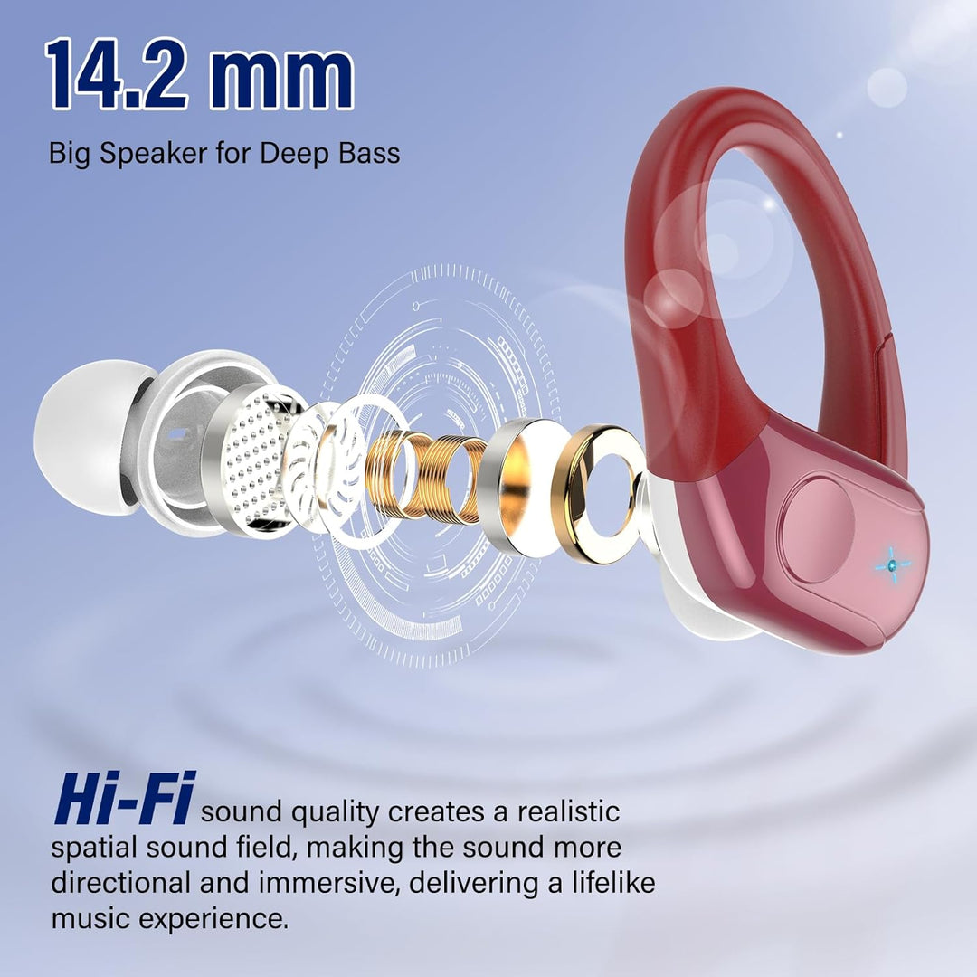 Bluetooth Kopfhörer Sport, 75H, In Ear Kopfhörer Kabellos Bluetooth 5.4, HiFi Stereo, Ohrhörer mit 4