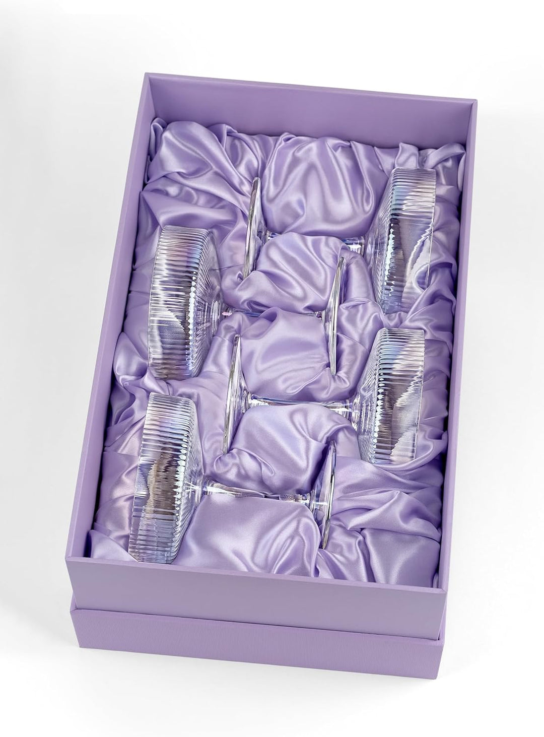 GLASSIQUE CADEAU Vintage Art Deco Schillernde Gerippte Coupe Gläser | 4er Set | 200 ml Regenbogen Co