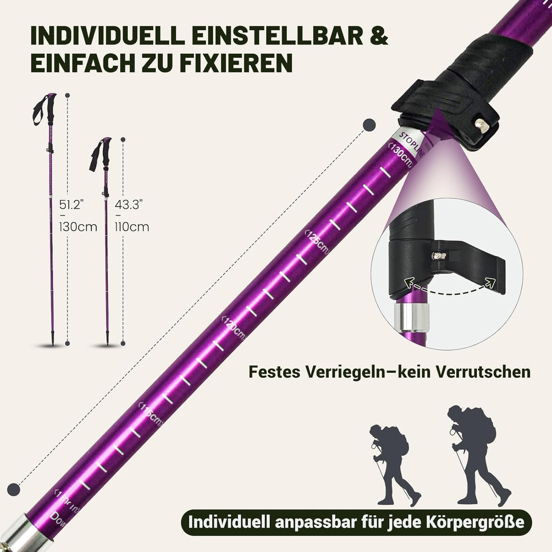 Nordic Walking Stöcke für Damen und Herren, 2PC wanderstöcke teleskop faltbar, Hochwertige Walking S