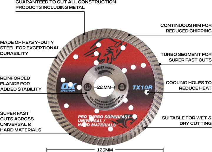 Spectrum Superior Turbo Dia Blade - Multi-Steel - 125/22.23mm, 125/22.23mm
