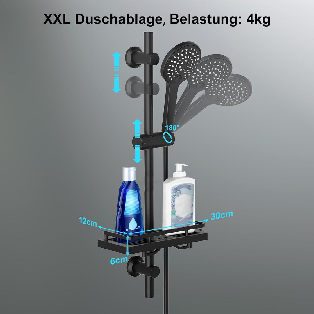 Görbach Duschset Rail Shower kit Handbrause Duschstange Duschablage/Seifenschale Handbrauseschlauch