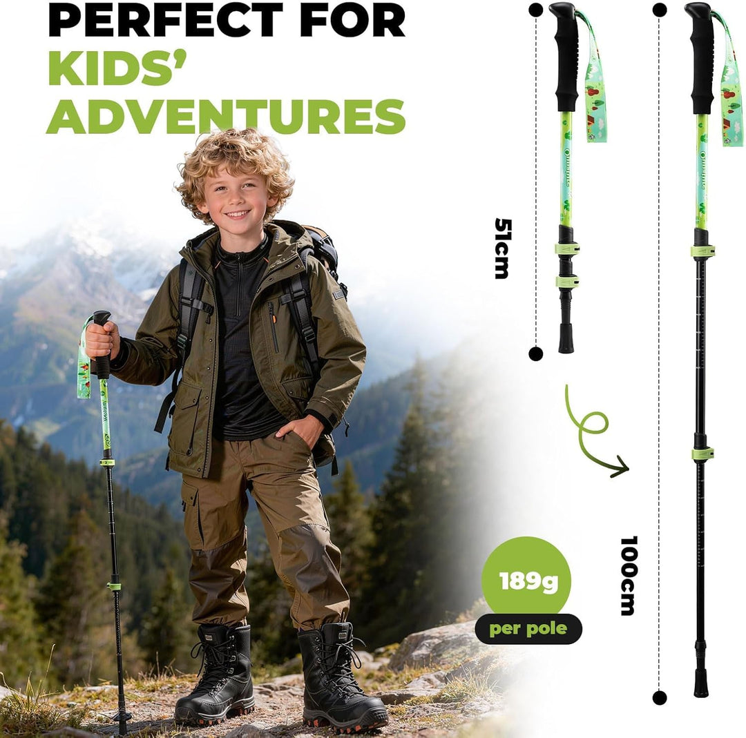 Wanderstöcke Kinder, 51–100 cm verstellbar Trekkingstöcke, 6061 Aluminium Ultraleichte Walking Stöck