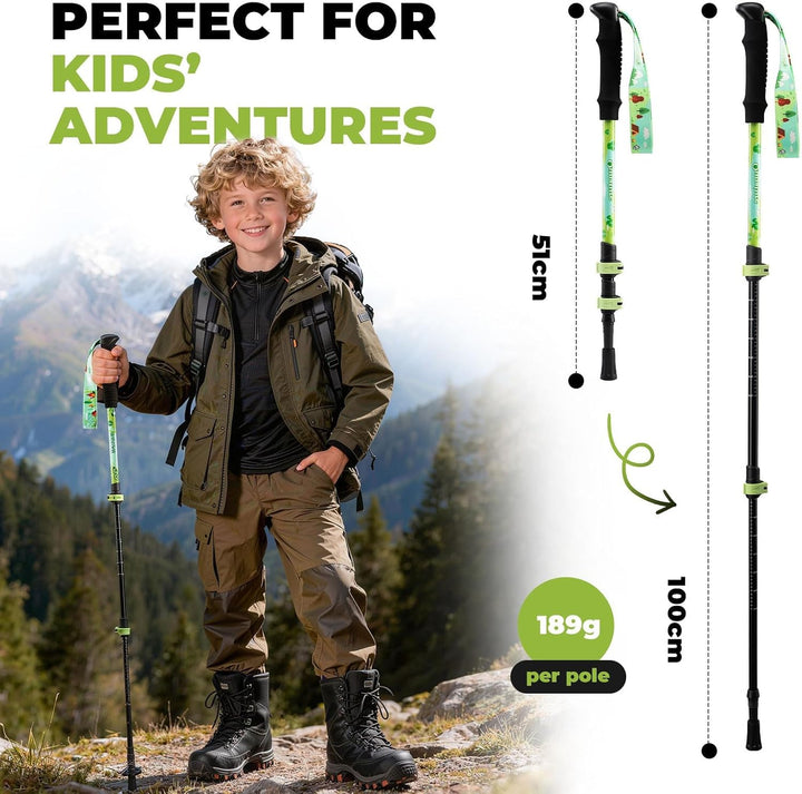 Wanderstöcke Kinder, 51–100 cm verstellbar Trekkingstöcke, 6061 Aluminium Ultraleichte Walking Stöck