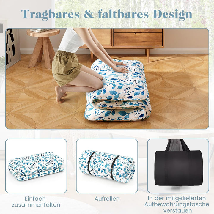 COSTWAY Japanische Futon Matratze, Tatami-Matte, Bodenmatratze, Klappmatratze mit waschbarem Bezug,