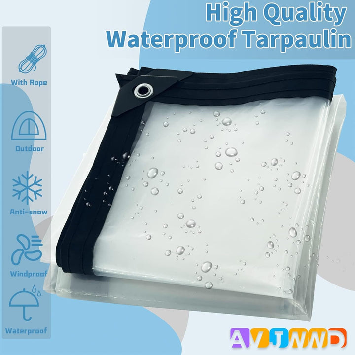 AVJWWD Plane Wasserdicht Transparent Plane Mit ösen,Abdeckplane, Schutzhaube,Wetterfeste Plane für A