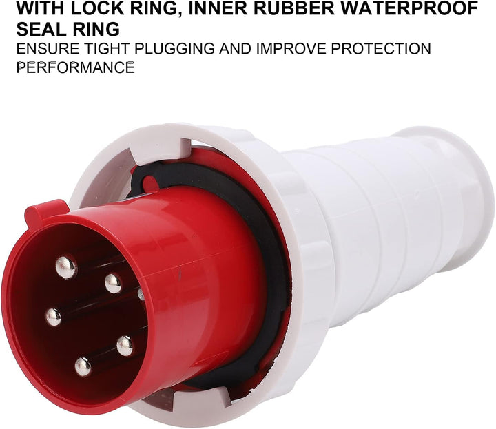 5Pin Rundstecker Industriestecker 3 Phasen 5 Drähte IP67 Wasserdichter Industriestecker 380-415V 63A