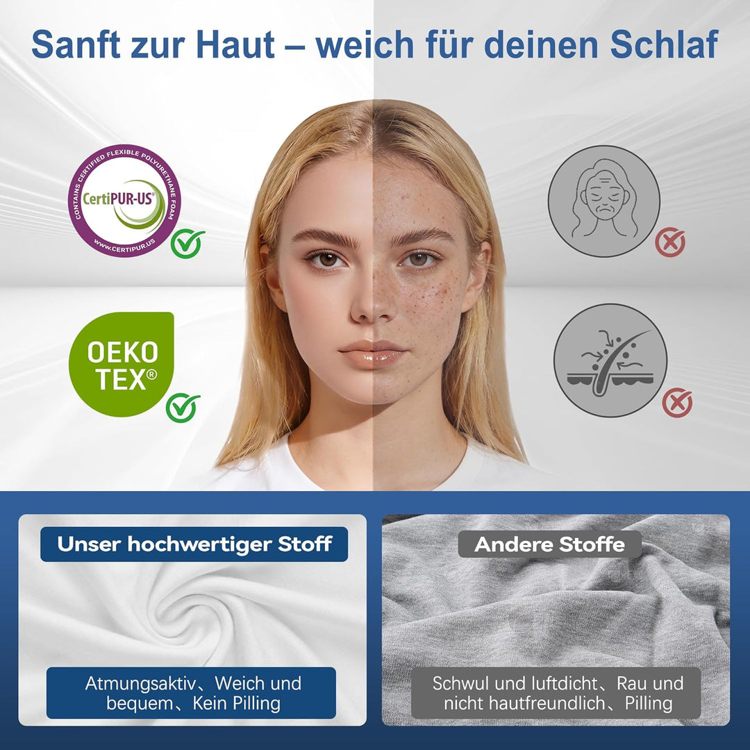 VYLEE Ergonomisches Nackenkissen Memory Foam Kopfkissen für Rücken-, Seiten- und Bauchschläfer, Schl