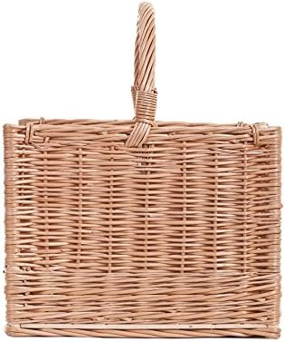 e-wicker24 Vollweidener Kaminkorb, Kaminkorb aus Weide, naturfarbiger Weidenkorb für Kaminholz, Kami