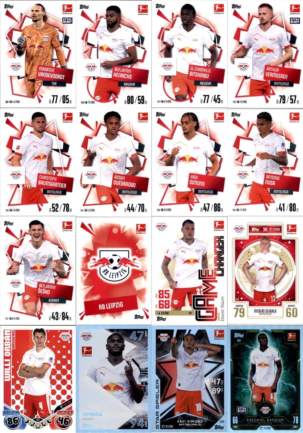 Bundle mit Topps Match Attax Bundesliga - 2025/26 - Mannschaftspaket - RB Leipzig + Exklusive Collec