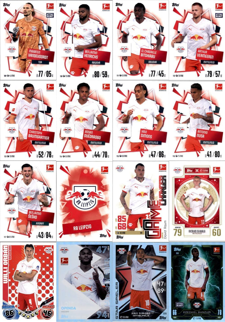 Bundle mit Topps Match Attax Bundesliga - 2025/26 - Mannschaftspaket - RB Leipzig + Exklusive Collec