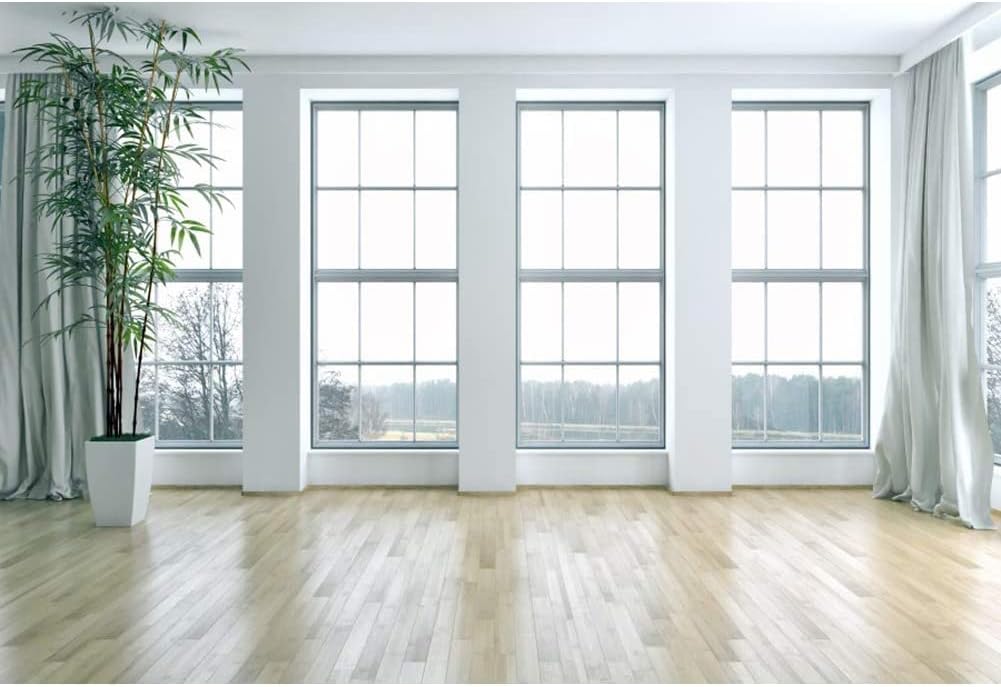 Renaiss 4.5x3m Französische Fenster Wohnzimmer Hintergrund Holzboden Leerer Raum Fotografie Hintergr