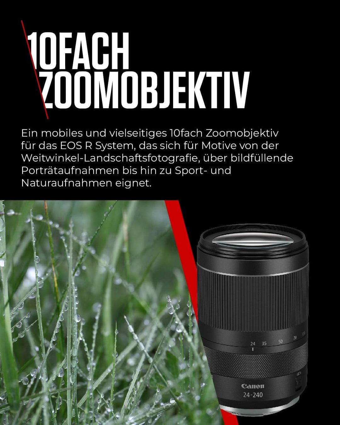 Canon RF 24-240mm F4-6.3 IS USM (72mm Filtergewinde) schwarz Single, Single