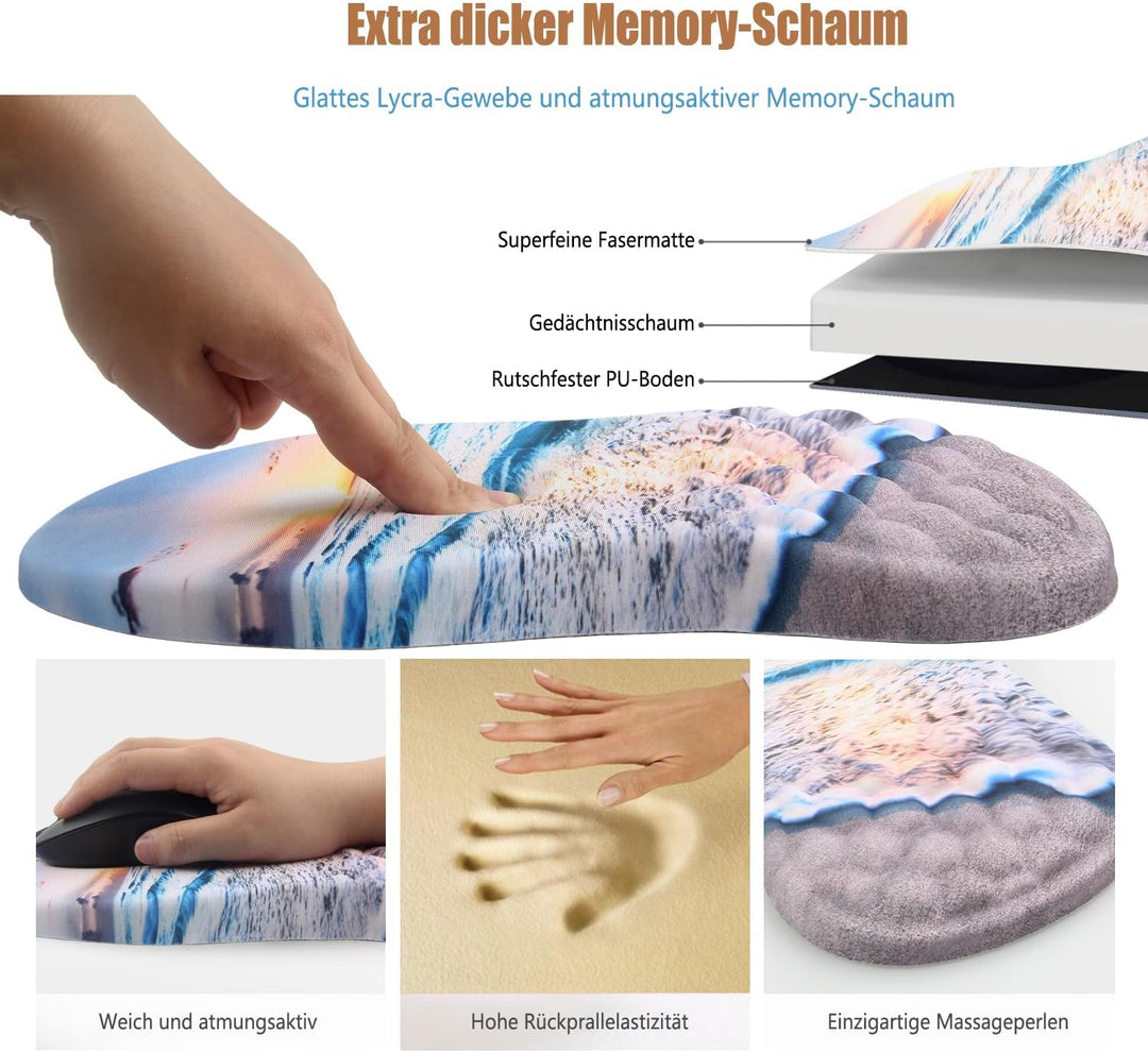 Mauspad mit Handgelenkauflage,Ergonomisches Mousepad zur Linderung von Schmerzen im Karpaltunnel, Me