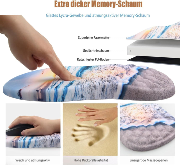 Mauspad mit Handgelenkauflage,Ergonomisches Mousepad zur Linderung von Schmerzen im Karpaltunnel, Me