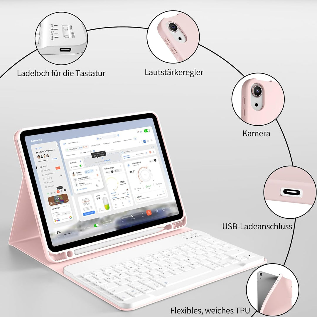 Tastatur Hülle für iPad Air 11 Zoll (M4/M3/M2, 2026/2025/2024) &amp; iPad Air 5./4. Generation 10,9 Zoll